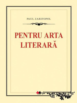 cover image of Pentru arta literara